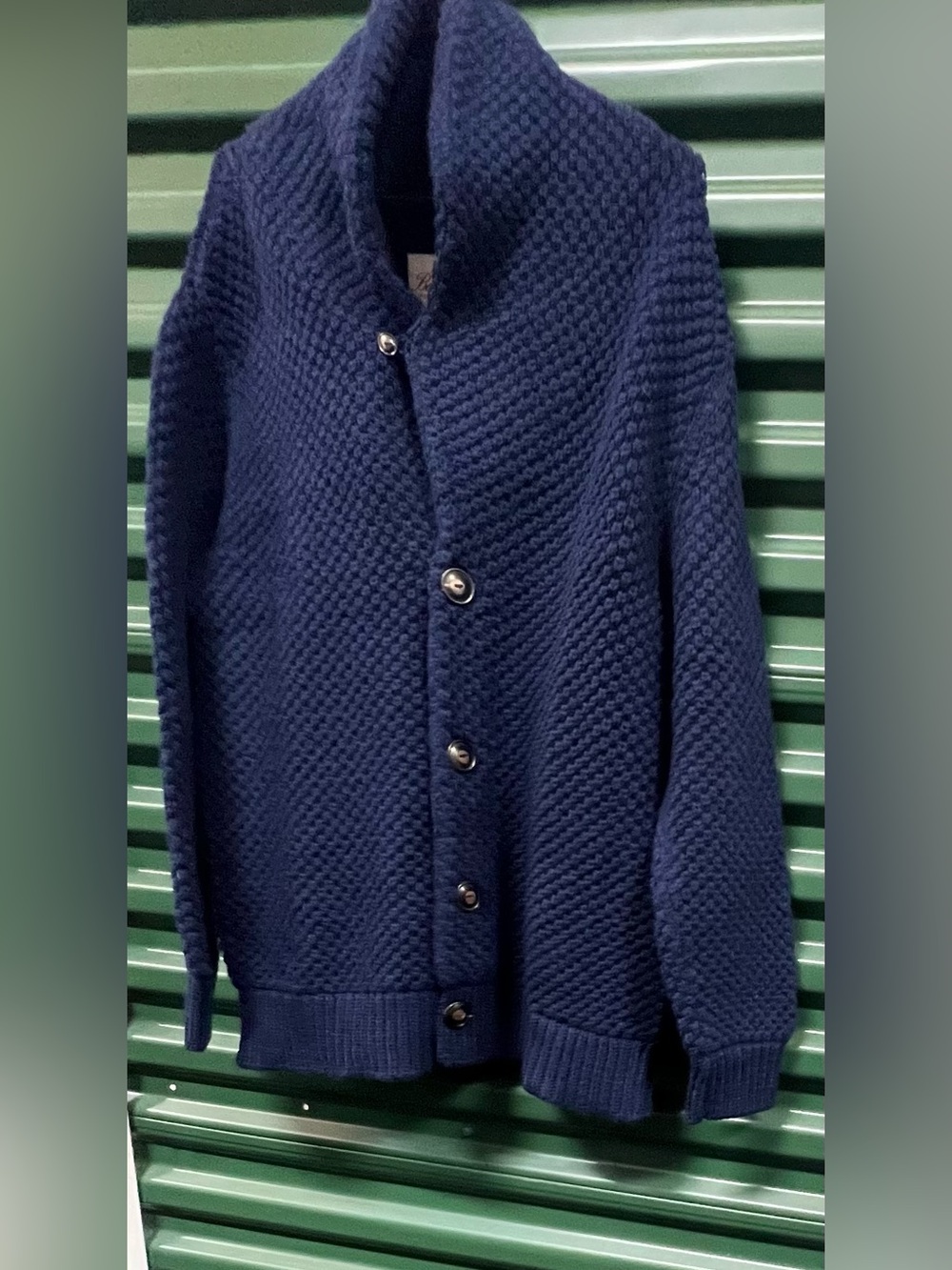 Bolivares Navy Textured Button-Up Men's Sweater Size Medium